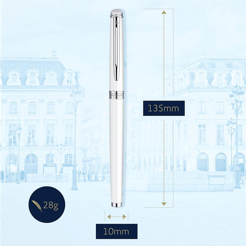 Waterman Hemisphere Essential White Lacquer Rollerball Pen with Chrome Trim - Image 3